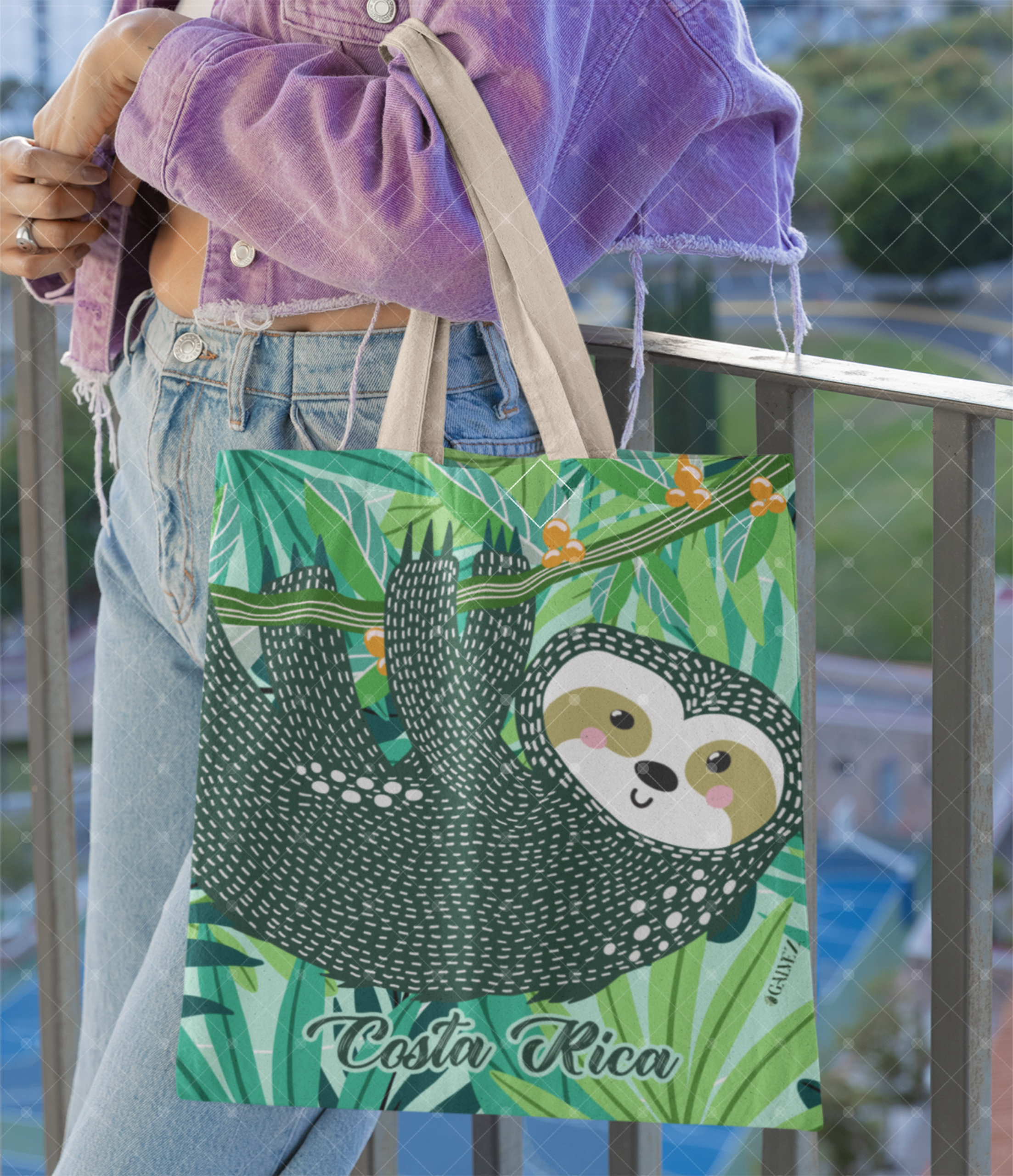 Tote Bag Perezoso Celeste – Colección Perezosos en la Ciudad - Imagen 3