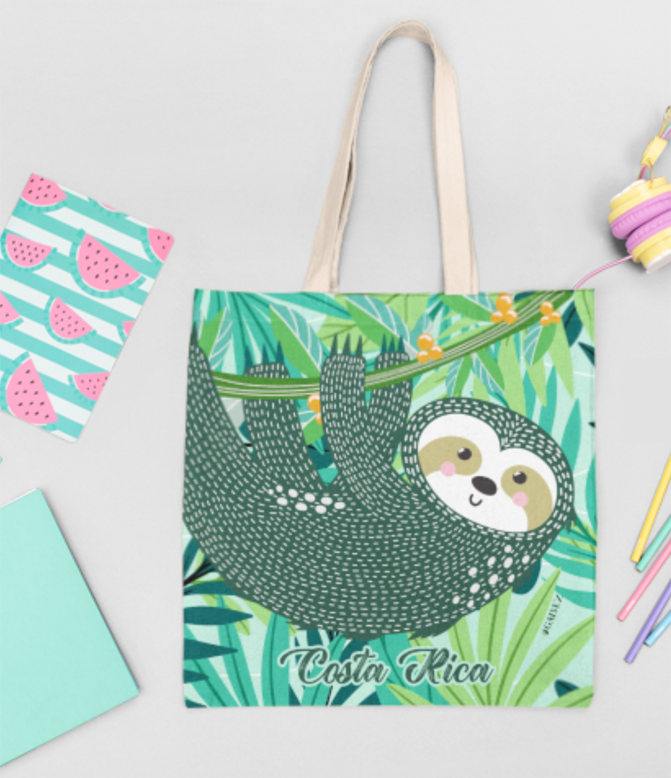 Tote Bag Perezoso Celeste – Colección Perezosos en la Ciudad - Imagen 4