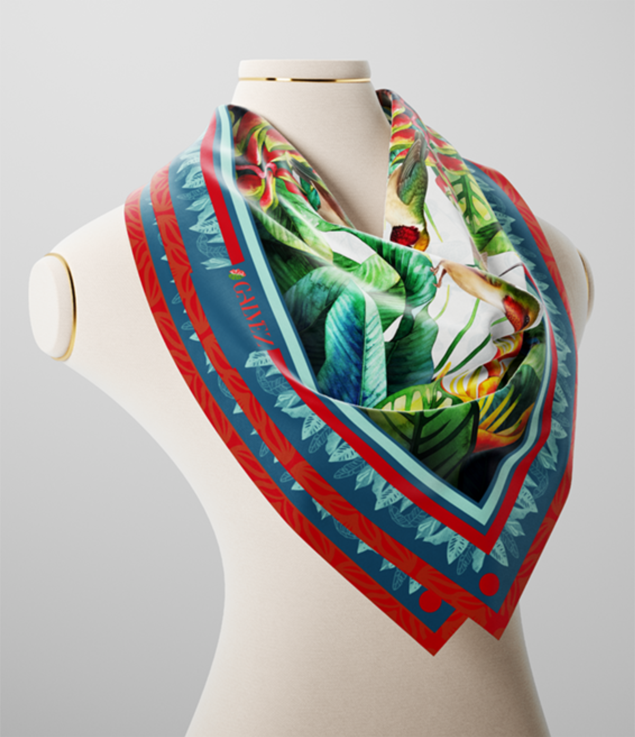 Pañuelo Colibríes y Heliconias – Colección Carmen - Imagen 2